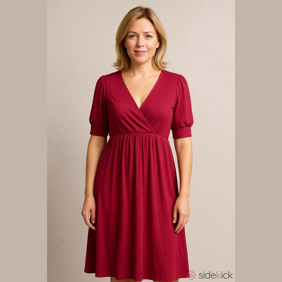 Motherhood Maternity Dresses & Skirts - EUC Women's Motherhood Maternity Red V-Neck Short Sleeve Dress Size M